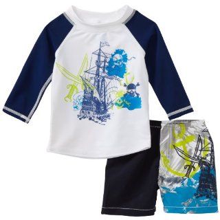 Charlie Rocket Baby boys Infant Rash Guard with Ship and