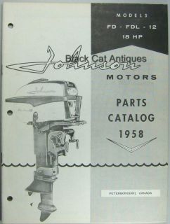  Johnson Motors Outboard Parts Catalog 18 HP Models FD FDL 12