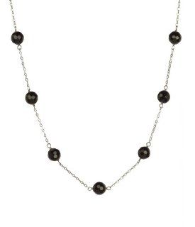Sterling Silver Faceted Black Onyx Tin Cup Necklace, 18 Jewelry