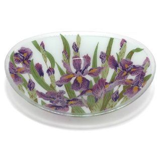 Peggy Karr Handcrafted Art Glass Wild Iris Serving Bowl