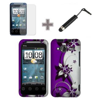 HTC Evo Shift 4G Sprint Rubberized Silver Purple Vine Hard Case Cover