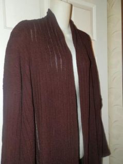 Helen HSU Sweater 2X 3X Long Duster Burgundy Flyaway Stretch Sleeves