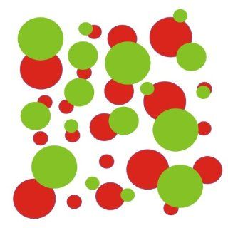 set of 106 Red and Lime Green polka dots Vinyl wall