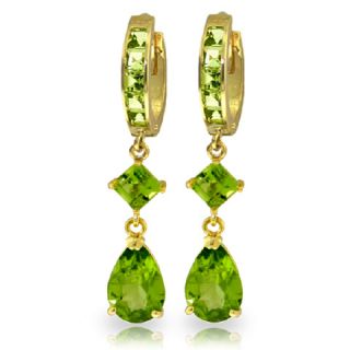 GAT 14k Solid Gold Hoop Huggie Earring with Dangling Natural Peridots