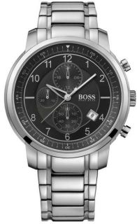 New Hugo Boss 1512641 Stainless Steel Black Dial Chronograph Mens