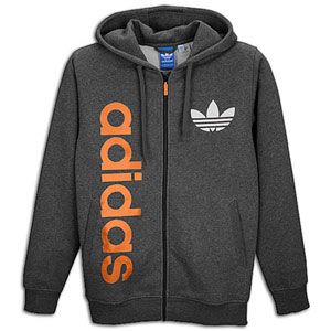 adidas Originals Big Logo Full Zip Fleece Hoodie   Mens   Grey/Black