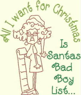 Christmas Stella and Funny Sayings Redwork Machine Embroidery Designs