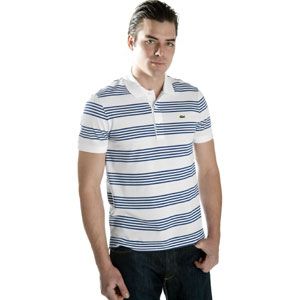 Lacoste Cluster Stripe Pique Polo   Mens   Casual   Clothing   White