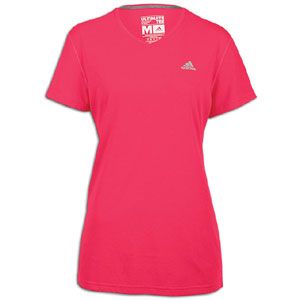 adidas Ultimate V Neck T Shirt   Womens   Bright Pink/Reflective