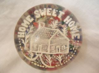 Millville Glass Works Antique Frit glass Paperweight, HOME SWEET HOME