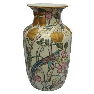Traditional chinese butterfly flower vase with large bird