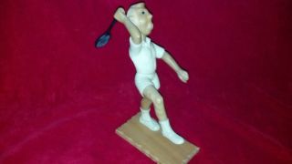 RARE Vintage Romer Carved Wooden Male Tennis Player Figure