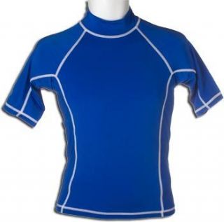 Mens Short Sleeve Rash Guard Swim Shirt Blue UV Protection Medium