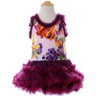 Kaiya Eve Wildflower/Plum Babydoll Pettiskirt Dress 24m