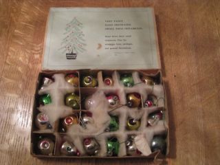 RARE 2 DOZ Antique Feather Tree Christmas Ornaments in Orig Box