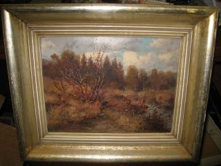 Early Painting Signed Landscape Oil on Board