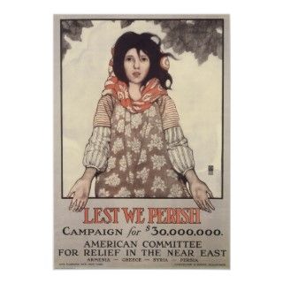 Vintage Lest We Perish WWI Poster Art 