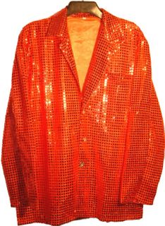 Men 70s Band DJ Sequin Cabaret Party Sparkle Jacket Red