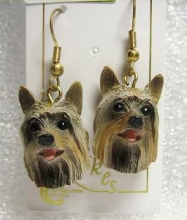 Silky Terrier Dog Figurine Jewelry Earrings