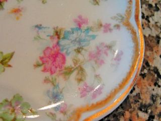 RARE HAVILAND LIMOGES FRANCE #72 BUTTER PAT FLOWERS PINK & YELLOW WITH
