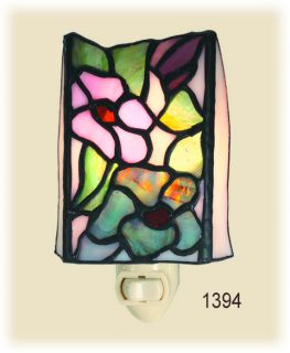 Art Nouveau Tiffany Iris Flower Stained Glass Night Light 1394