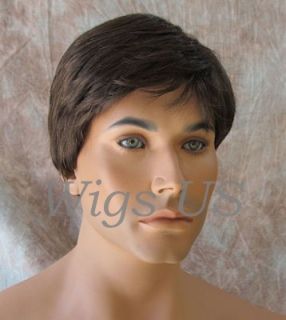 Wigs Classic Handsome Brown Silver Grey Style Choose Color Mens Full