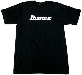 Ibanez Guitar T Shirt White Logo Black Medium M