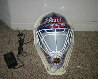 Ice Budweiser Beer Neon Lighted Electric Indoor Sign NHL Hockey Goalie