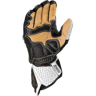New Icon Overlord Long Motorcycle Gloves White M Medium