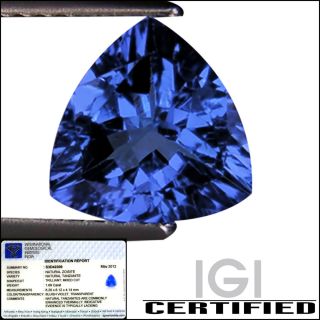 IGI Certified 1 69 Ct AA Natural DBlock Tanzanite Trillion Cut Bluish