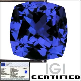 IGI Certified 1 58 Ct AA Natural DBlock Tanzanite Cushion Cut Blue