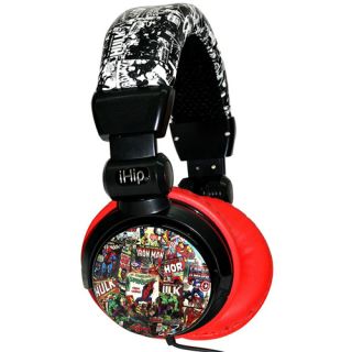 iHip MVF10264RT Marvel Retro DJ Style Headphones Red Black