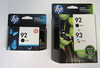 HP Combo Pack 2 92 Blacks and 93 Tri Color Office Jet Ink Cartridges