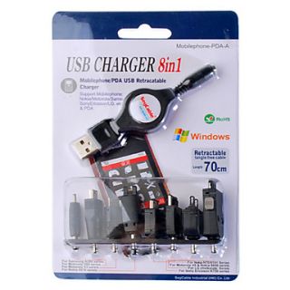 USD $ 4.49   7 in 1 USB Powered Retractable Cell Phone Charger,
