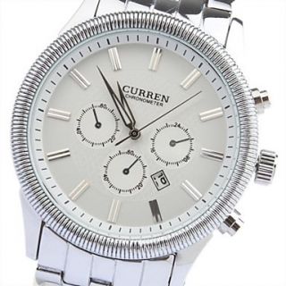 USD $ 15.39   Fashion Mens White Dial Silver Number Silver Band Wrist