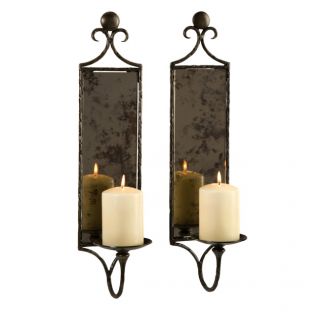 Imax Corp 6948 2 Imax Corp 6948 2 Hammered Mirror Wall Sconce   Set of