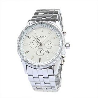 USD $ 15.39   Fashion Mens White Dial Silver Number Silver Band Wrist