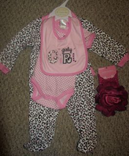 NEW Leopard pink ruffle GIRLY GIRL onesie 0 3M baby bib crochet