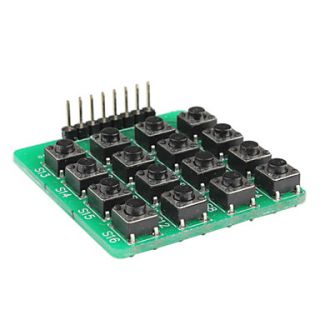 USD $ 3.59   16 Push Buttons 4x4 Matrix Keyboard for Arduino AVR ARM