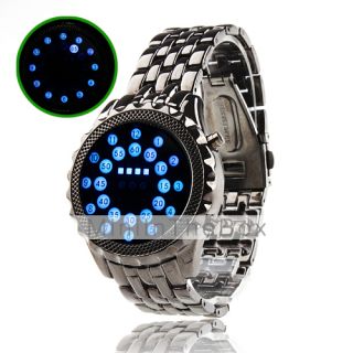 USD $ 19.99   Blue LED Couple Mirror Watches with Black and Silver