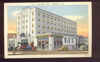  Postcard Dixie Hunt Hotel Gainesville GA Nice Old Cars A7256