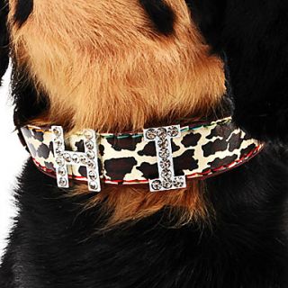 Adjustable Rhinestone Hi Style Leopard Printing Collar for Dogs (Neck