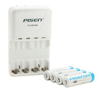 EUR € 26.03   pisen aa aaa carregador de bateria com 4 x 2200mah