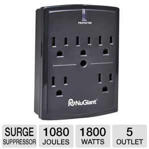 Nugiant 5 Outlet Wall Mount Surge Protector