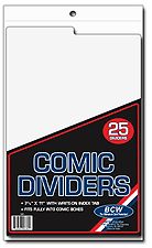  BCW Tabbed White Plastic Comic Book Box Dividers 7 1 4 x 10 3 4