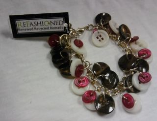 Refashioned Recycled Renewable Dangle Button Bracelets