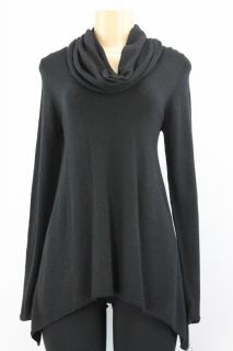 Inc Women Sweater Scoop Neck Asymmetrical Hem Black Size M
