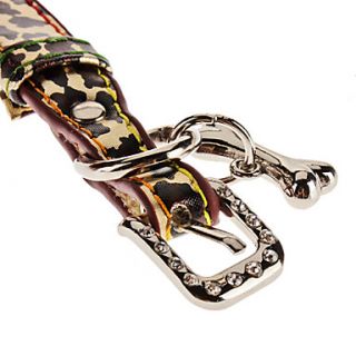 Adjustable Rhinestone Hi Style Leopard Printing Collar for Dogs (Neck