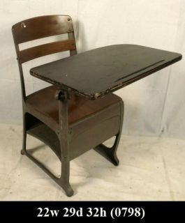 Vintage Metal and Wood School Desk with Chair 0798 J