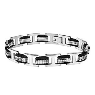 USD $ 6.29   Mens Stainless Steel and Silica Gel Bracelet (Silver